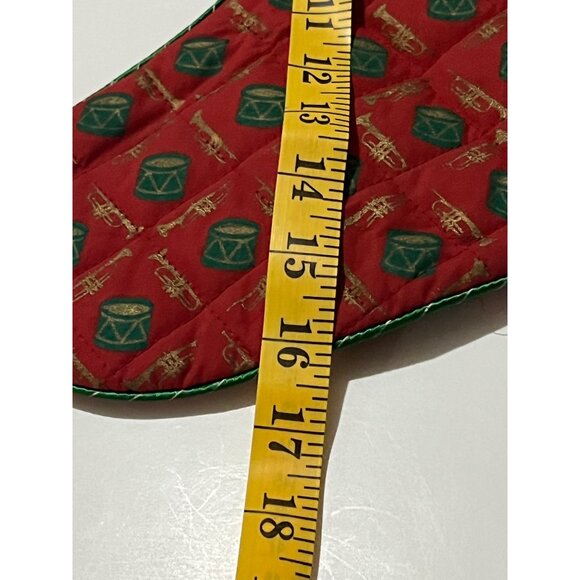 Avon Quilted Christmas Stocking With Green & Gold Drum And Trumpet Pattern 16" - Picture 5 of 5